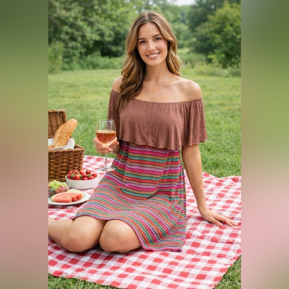 NWT Missy Robertson Southern Fashion House Sz M Crochet Off Shoulder MSPR $98.99